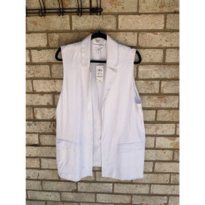 Bar III Women’s White Open-Front Collared Vest Petite XL NWT 100% Rayon